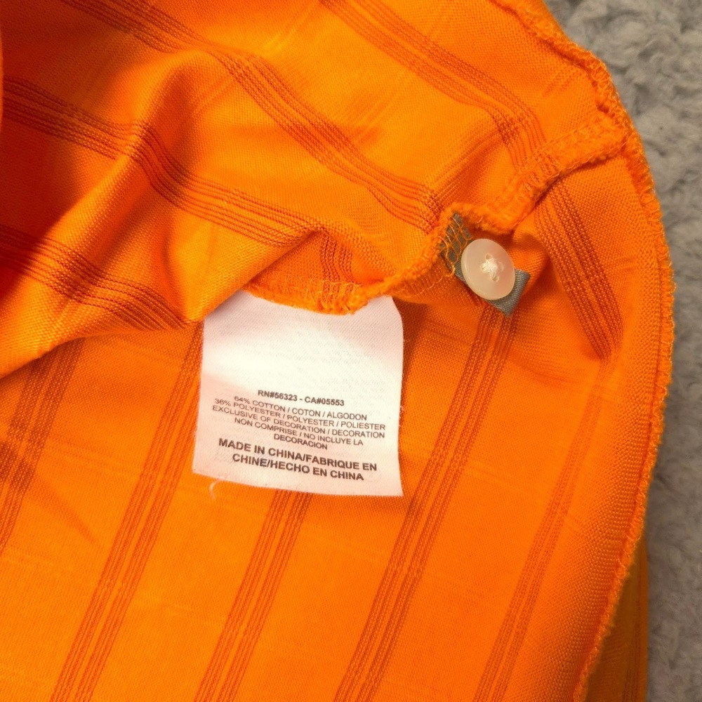 Nike Tiger Woods Collection Polo Mens XL Orange Stripe Dri-FIT Golf Shirt - Picture 4 of 13